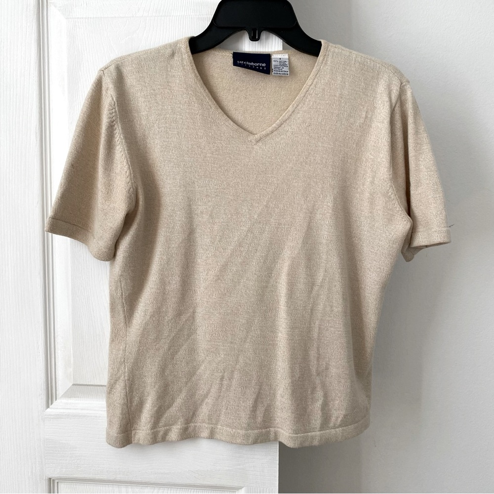 Vintage Liz Claiborne Light Tan Short Sleeve Top